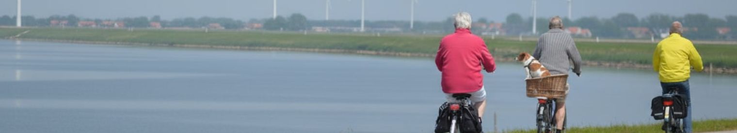Ouderen op de fiets langs water